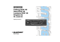 Blaupunkt Siena-RCM-148 - Owners Manual